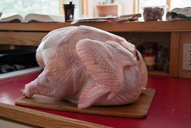 Step 1: Fresh turkey prepared for deep frying